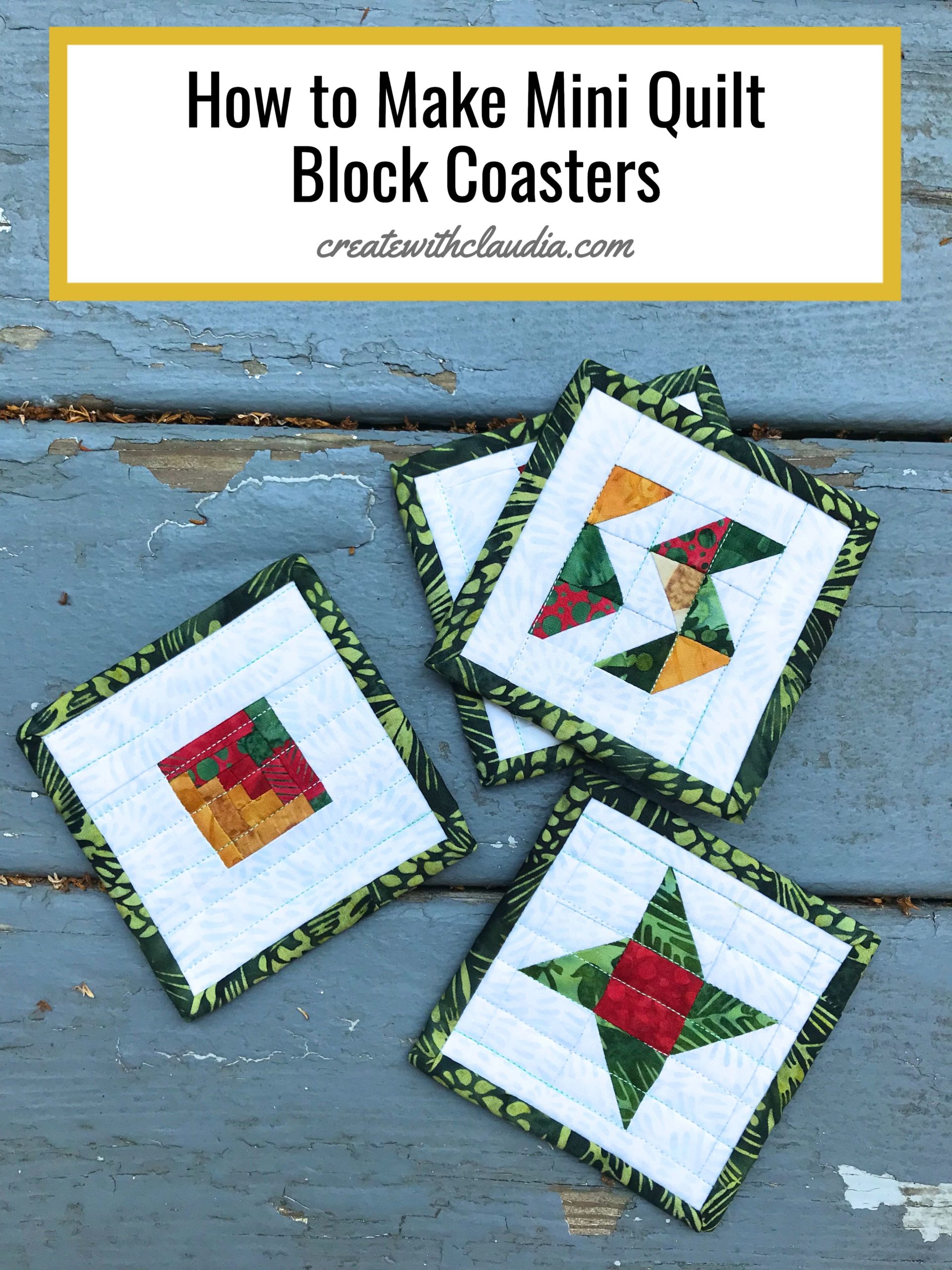 Mini Quilt Block Embroidery Hoop Ornaments Tutorial - Create with Claudia