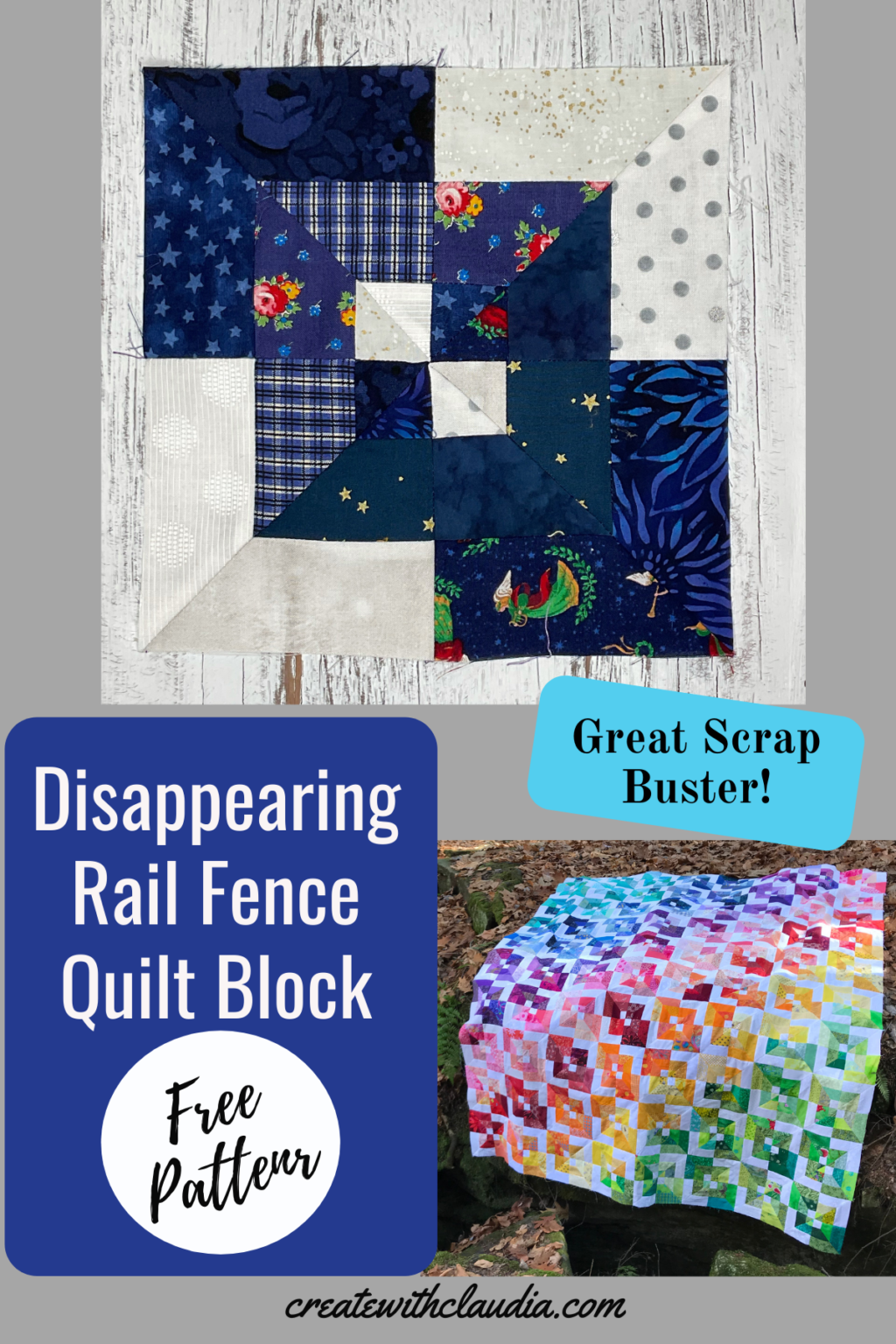 How to Make a Disappearing Rail Fence Quilt Block Create with Claudia